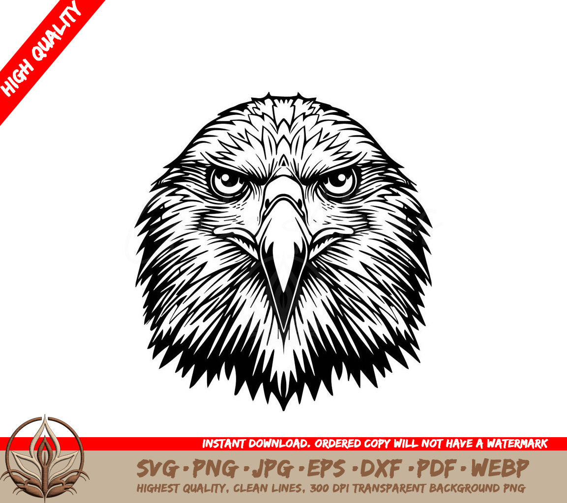 A Black And White Drawing Of An Eagle Head