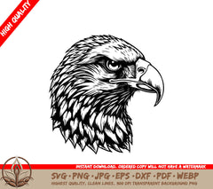 A Black And White Drawing Of An Eagle Head