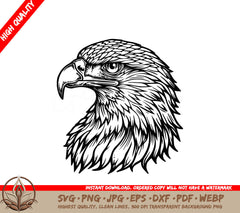 A Black And White Drawing Of An Eagle Head