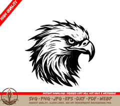 A Black And White Drawing Of An Eagle Head