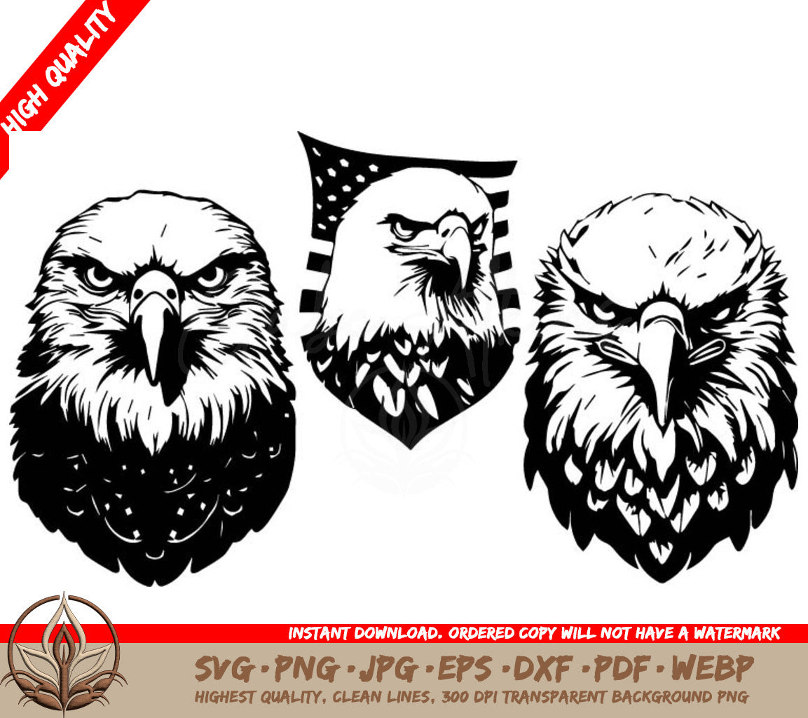 Three Bald Eagles With An American Flag On Their Heads