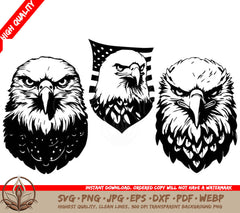 Three Bald Eagles With An American Flag On Their Heads