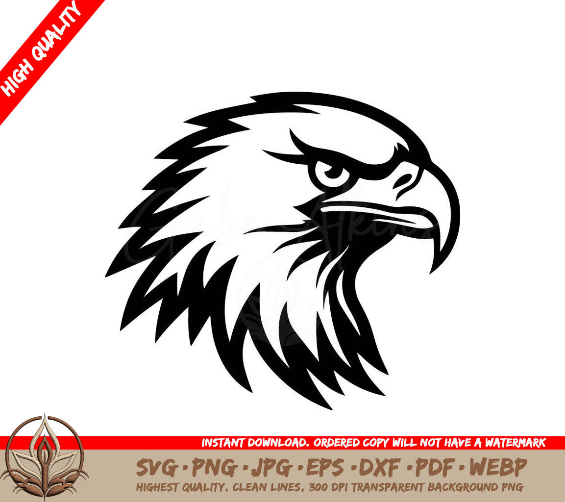 Eagle Black and White Vector Illustration SVG