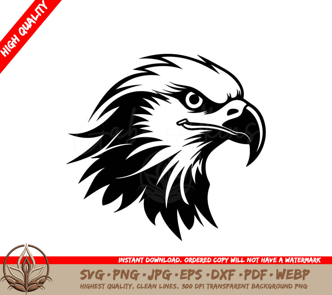 A Black And White Image Of An Eagle Head