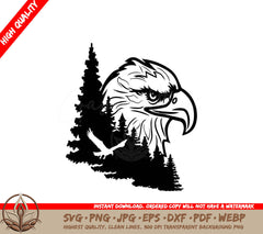 Eagles Head and Forest Hand Drawn Vector Illustration SVG