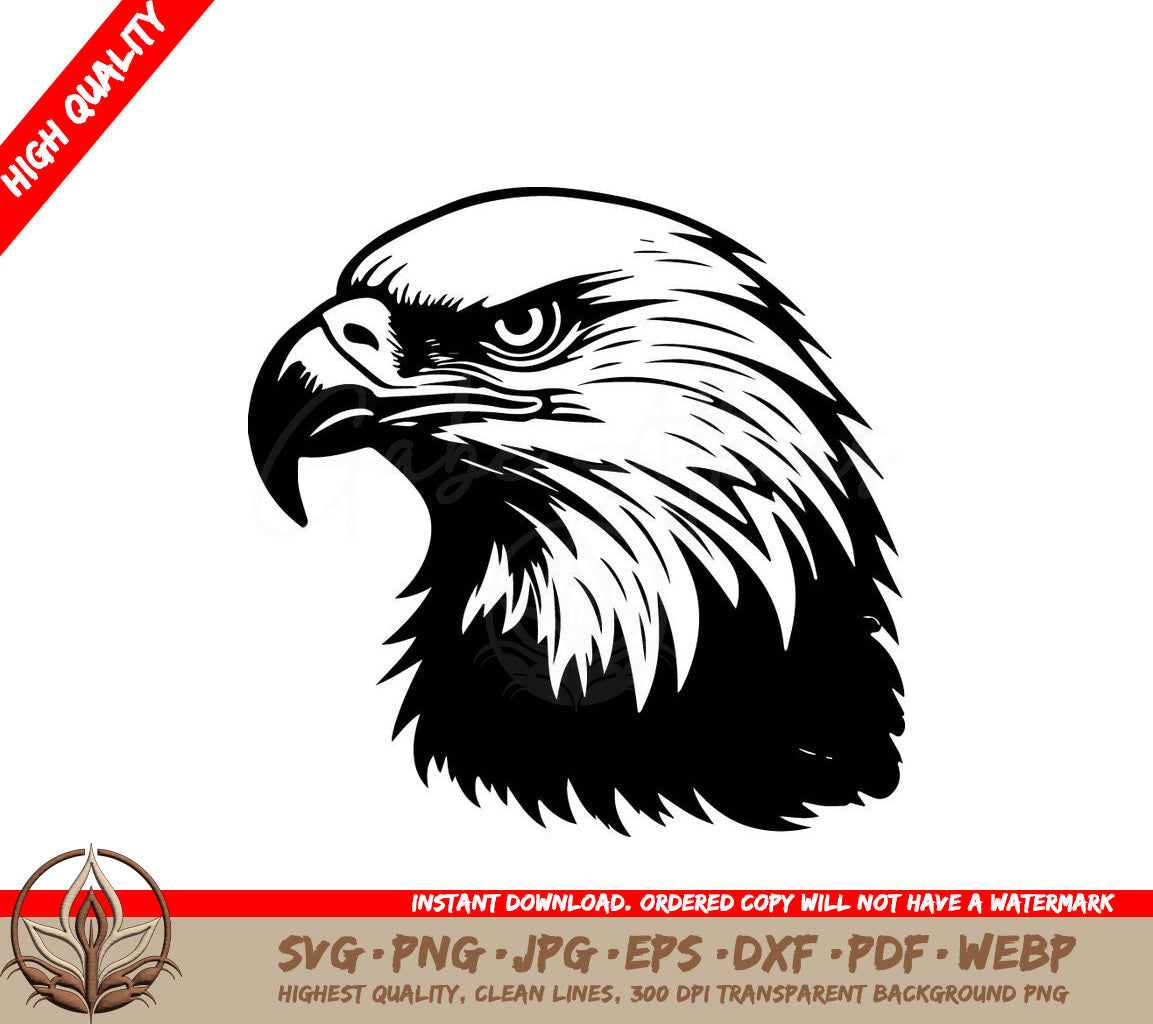 A Black And White Drawing Of An Eagle Head