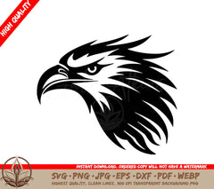 A Black And White Eagle With A Red Stripe That Says High Quality