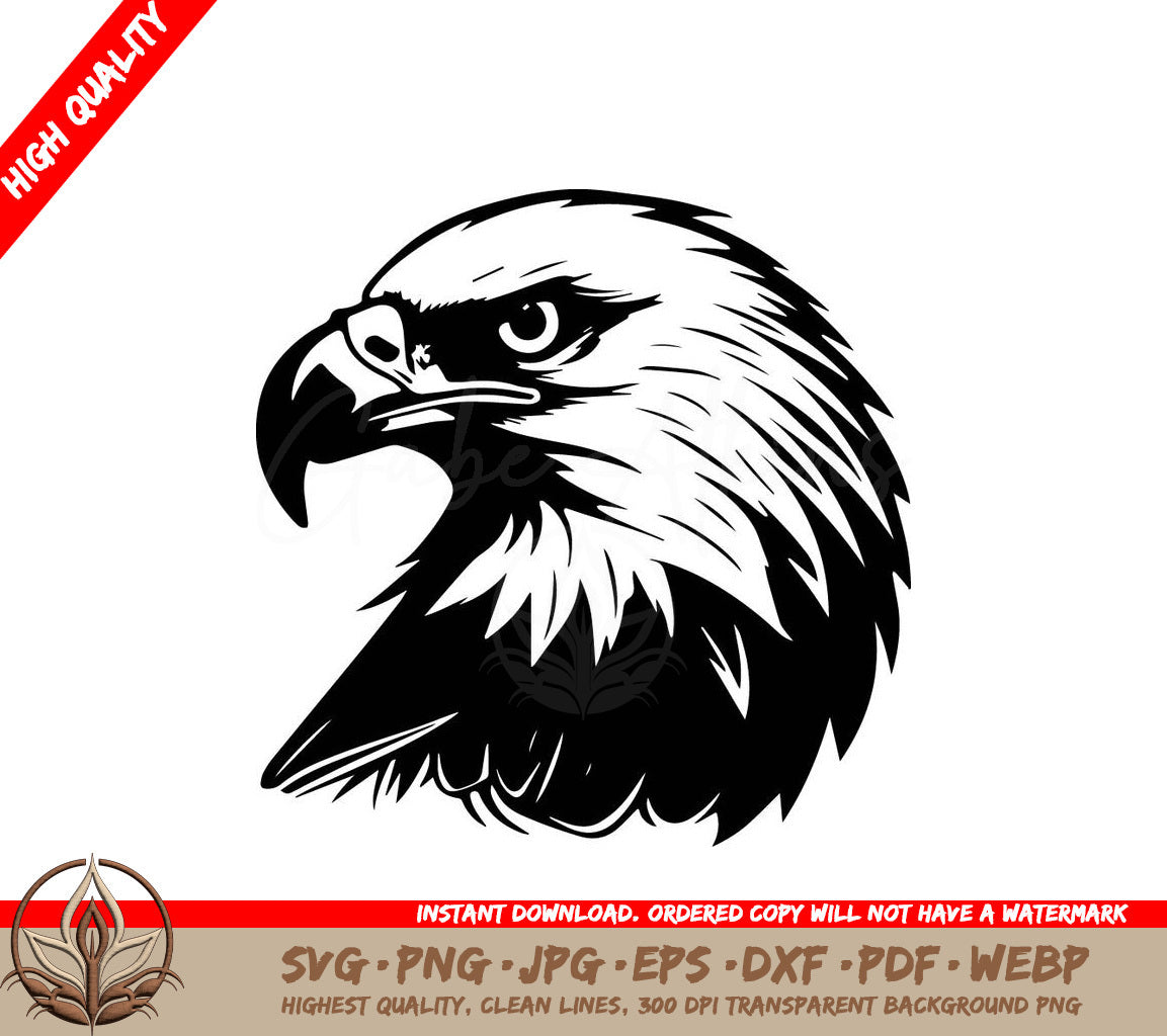 A Black And White Drawing Of An Eagle Head