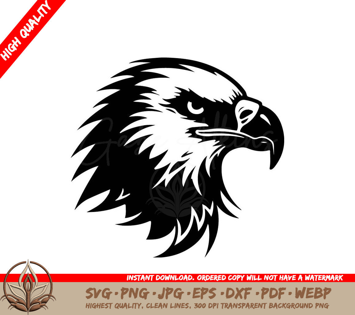 A Black And White Image Of An Eagle Head