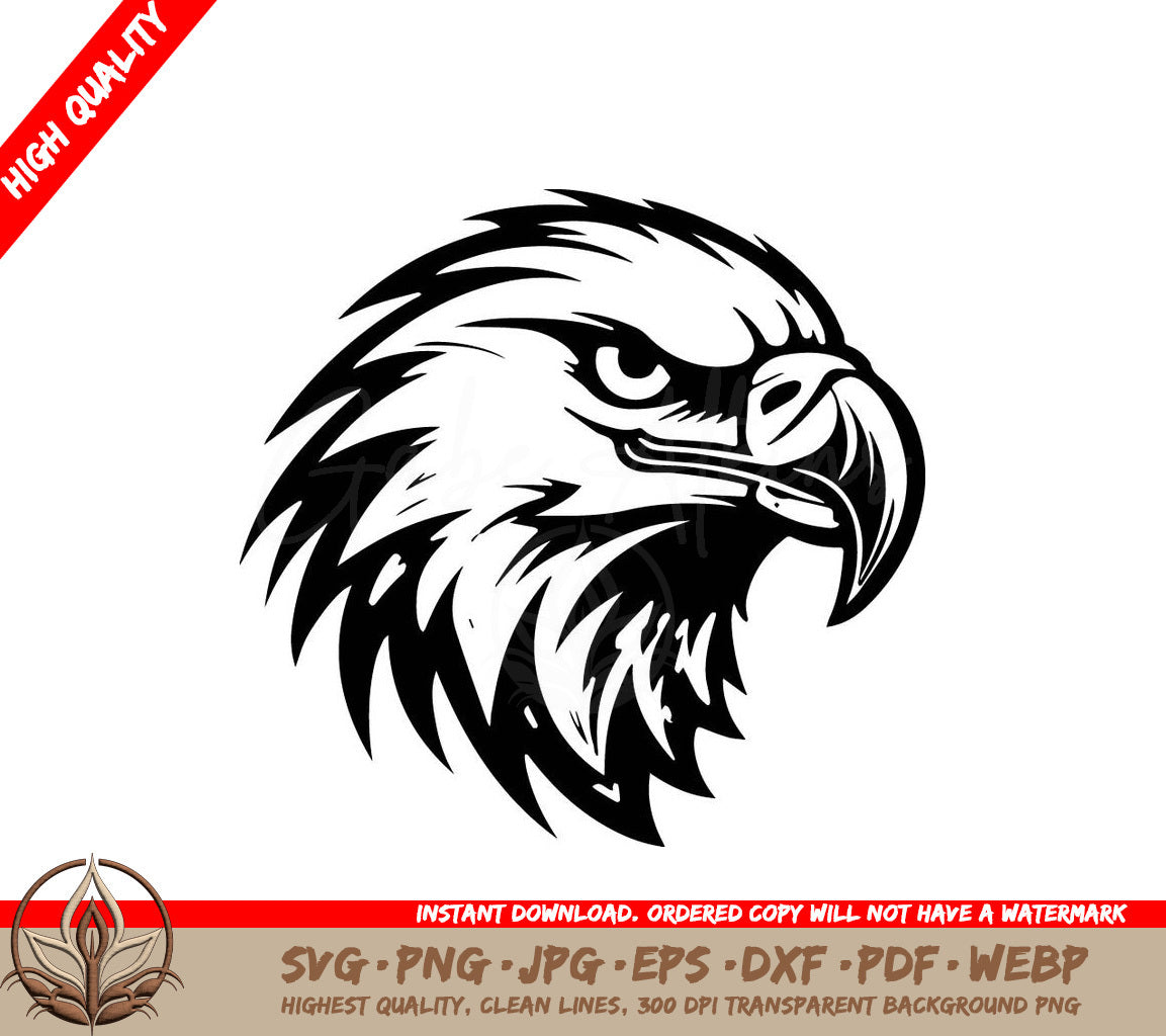 A Black And White Drawing Of An Eagle Head