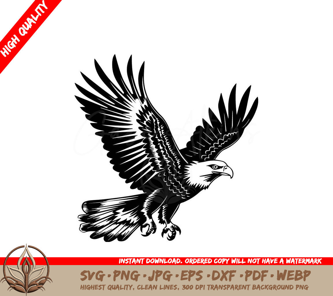 Eagle Vector Black and White SVG