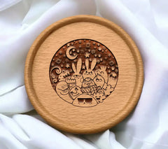 Cute Bunny & Ghost Easter SVG Circle Design with Flowers & Eggs SVG