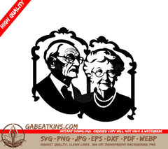 An Elderly Man And Woman SVG - Elderly Couple SVG