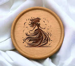 Elegant Princess Silhouette SVG - Flowing Dress Vector Illustration SVG