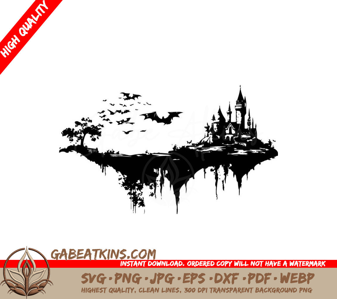 Elegant Flying Castle Landscape SVG SVG