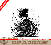 Elegant Princess Silhouette SVG -  Flowing Dress Vector Illustration SVG