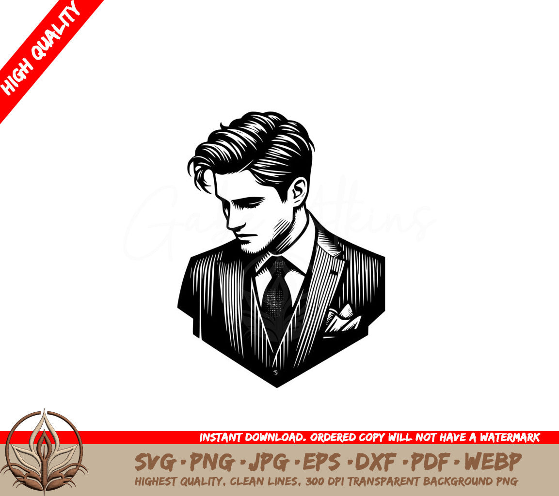 Elegant Mans Glance SVG - Digital Product in Multiple Formats