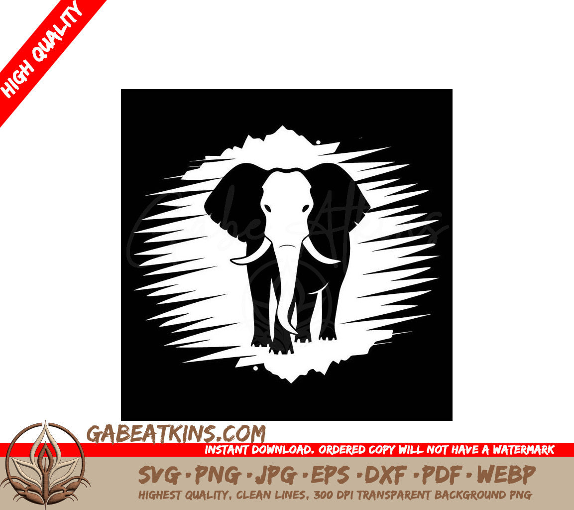 Black Elephant Silhouette SVG - Vector Art Illustration SVG
