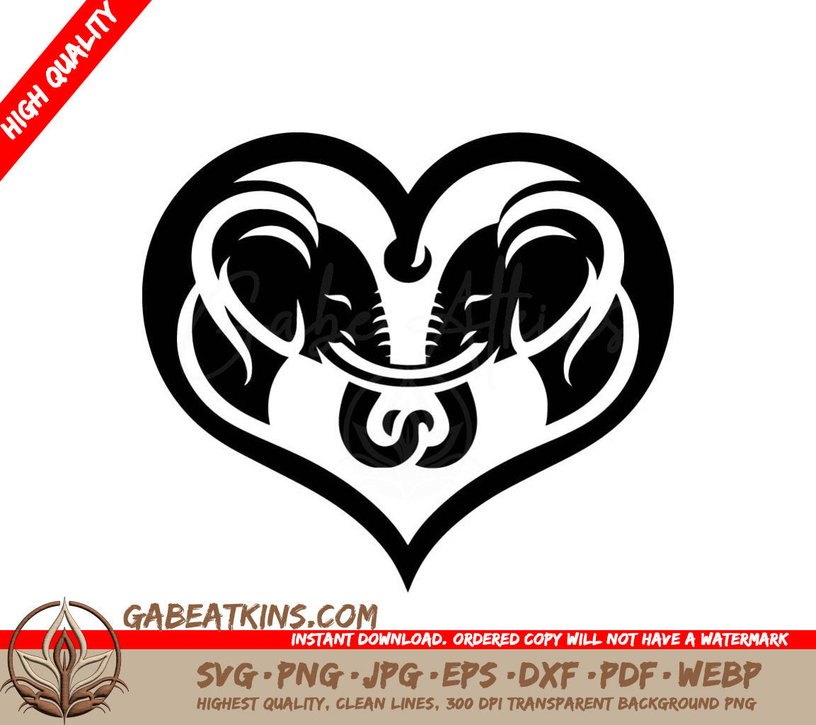 An Elephant Inside Of A Heart SVG - Elephant Heart Embrace SVG