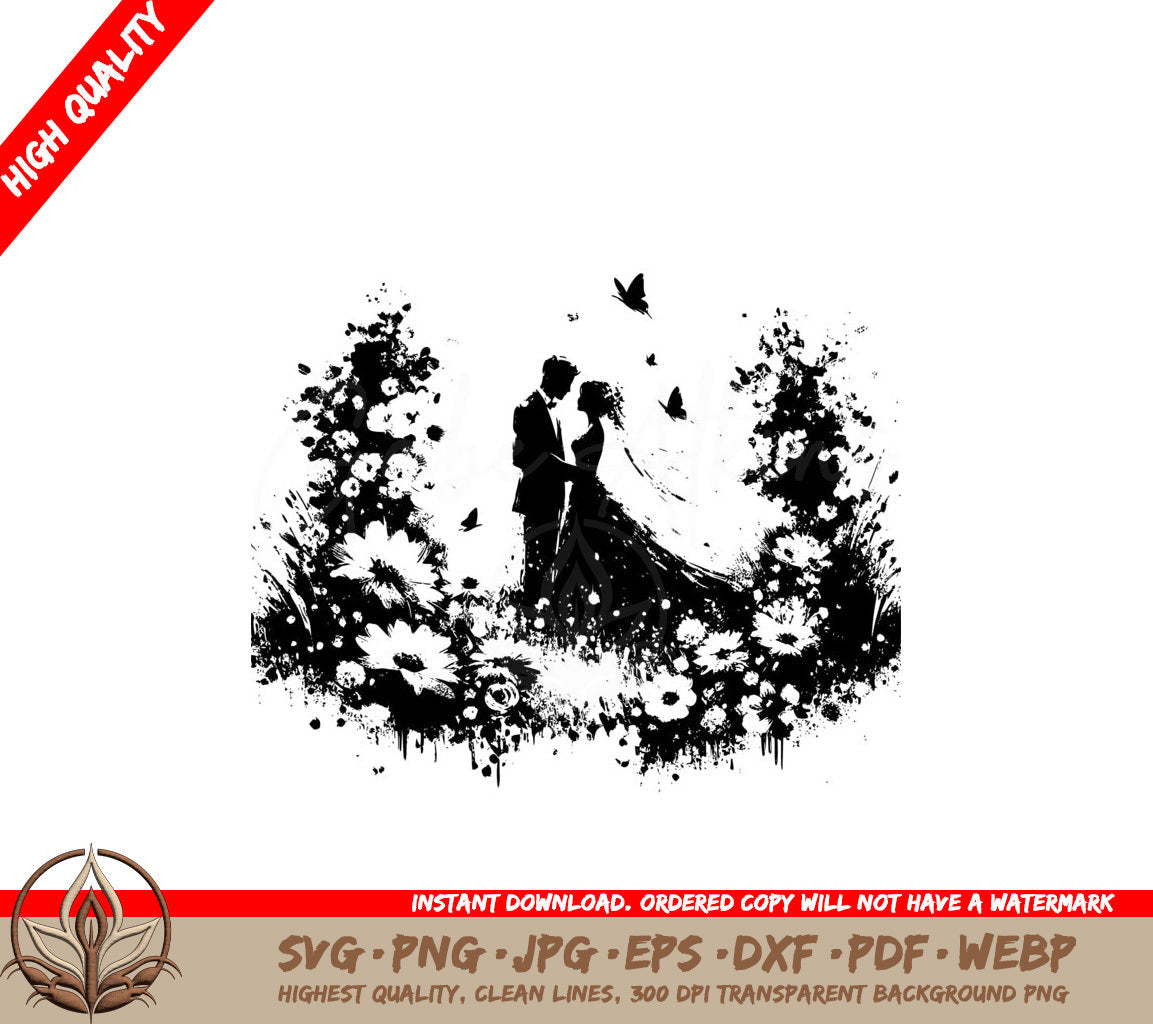 Embrace Among Blossoms SVG - Digital Product File (SVG, PNG, JPG, AI, PDF, DXF, EPS, WebP)