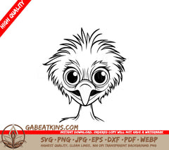 A Bird With Big Eyes SVG - Emu Portrait SVG