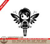 Cute Cartoon Fairy with Wings SVG - Enchanted Forest Fantasy Emblem SVG