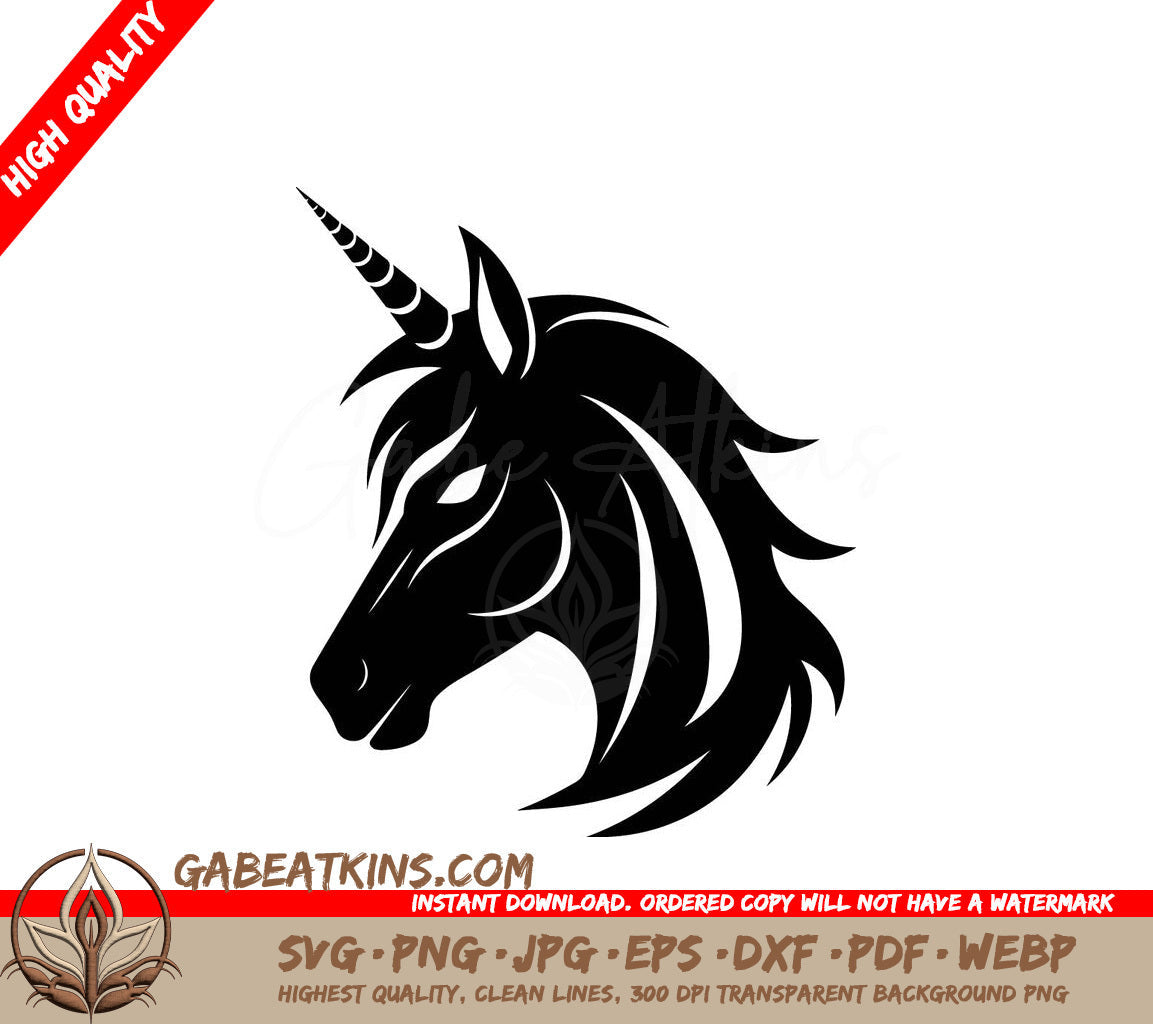 A Unicorns Head SVG - Enchanted Elegance Creative Unicorn Emblem Designs MagicCraft Nexus Artistic Unicorn Emblem Designs SVG