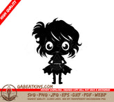 Enchanting Elf Emissary Halloween SVG Big-Eyed Girl with Playful Poltergeist Pals SVG