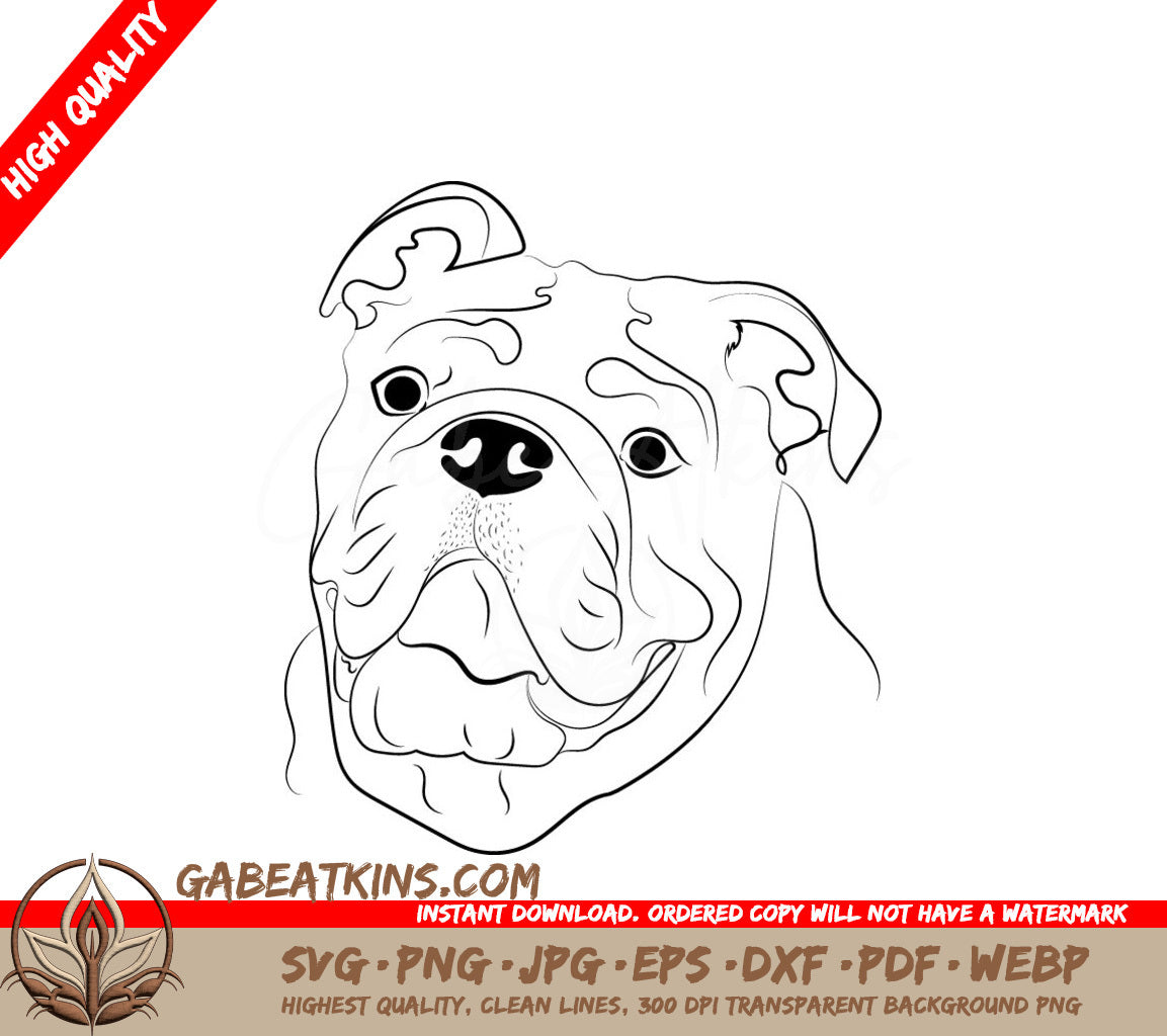 Bulldog Face SVG Clipart - English Bulldog Portrait SVG