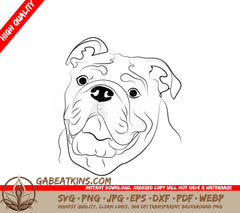 Bulldog Face SVG Clipart - English Bulldog Portrait SVG