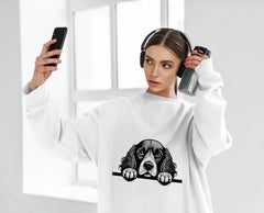 Cocker Spaniel Peeking Over Wall SVG - English Cocker Spaniel Paws Up SVG