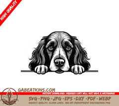 Cocker Spaniel Peeking Over Wall SVG - English Cocker Spaniel Illustration SVG