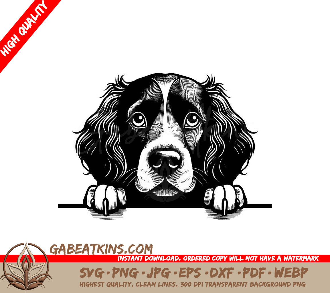 Cocker Spaniel & English Springer Spaniel Wall Peeking SVG SVG