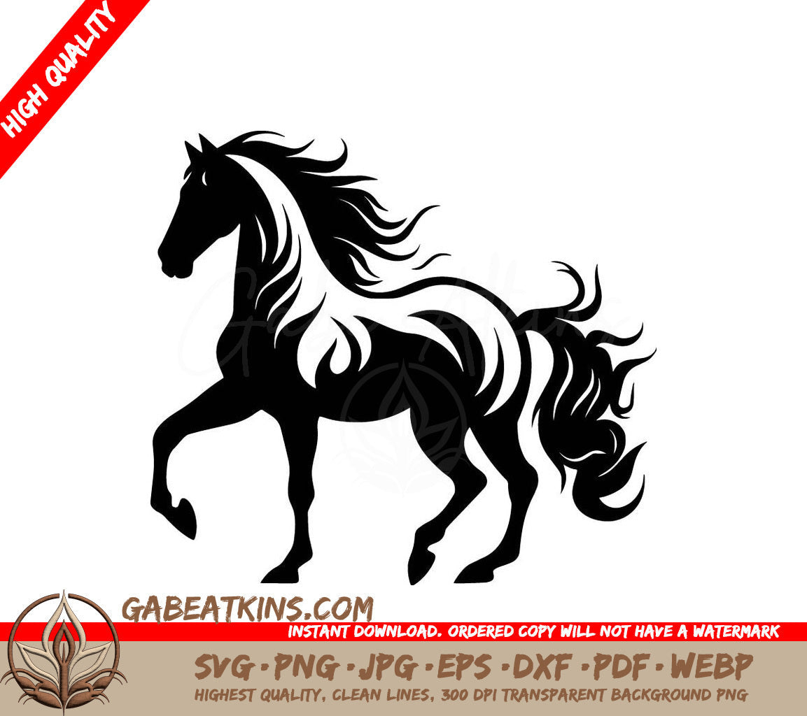 A Horse With A Long Mane SVG - Equestrian Beauty SVG