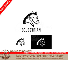The Word Equestrian That Is On A White Background SVG - Equestrian Horseman Hand Horse Race Racehorse Stable Logo SVG