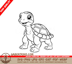 A Smiling Turtle SVG - Excited Turtle Friend SVG