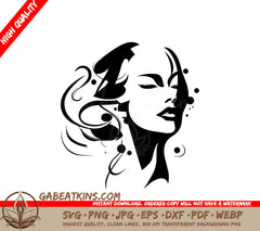 A Womans Face With Her Eyes Closed SVG - Expressive Woman SVG