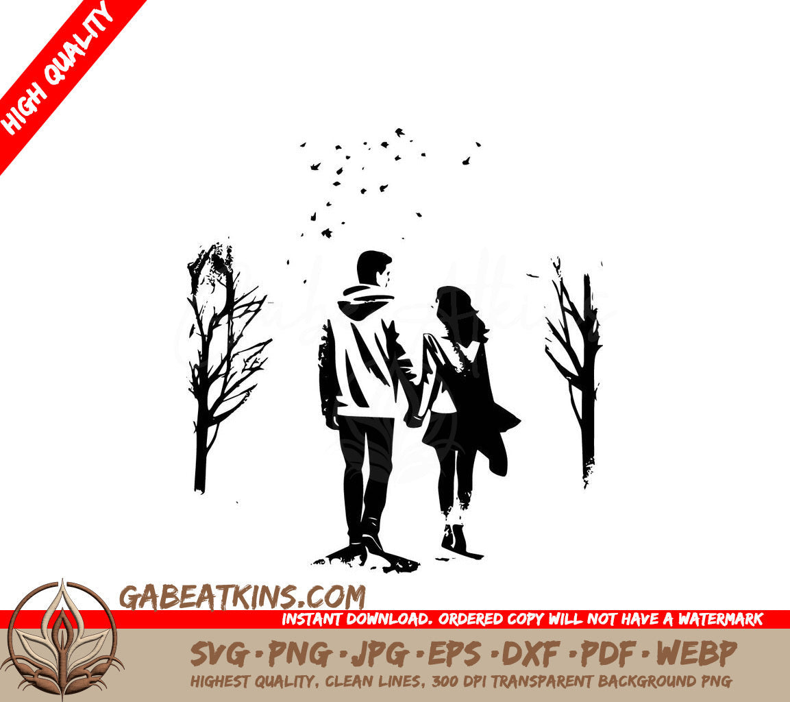 A Man And Woman Holding Hands SVG - Faded Memory SVG