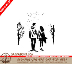 A Man And Woman Holding Hands SVG - Faded Memory SVG