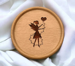 Fairy with Heart Balloon SVG Silhouette - Wings & Heart Design SVG