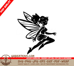 Fairy Silhouette SVG - Minimalist Winged Design SVG