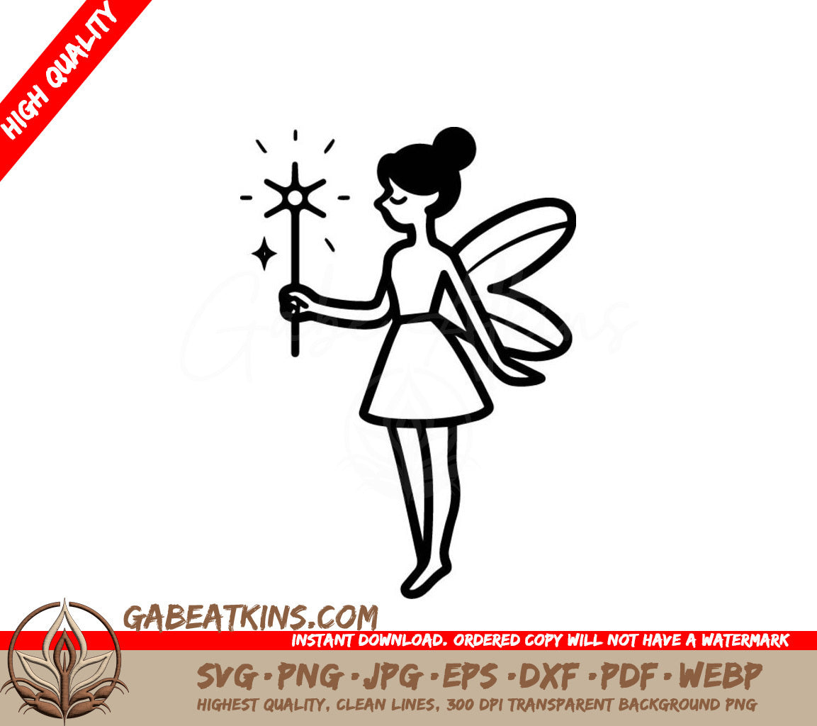 Fairy with Sparkling Wand and Wings SVG SVG