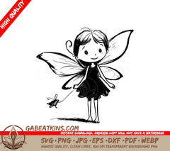 Fairy with Little Friend SVG - A Fairy In A Black Dress