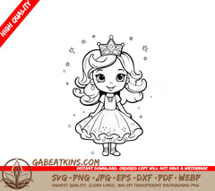 A Little Girl Dressed As A Princess SVG - Fairytale Princess SVG