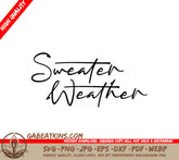Cursive Sweater Weather SVG Design - White Background SVG
