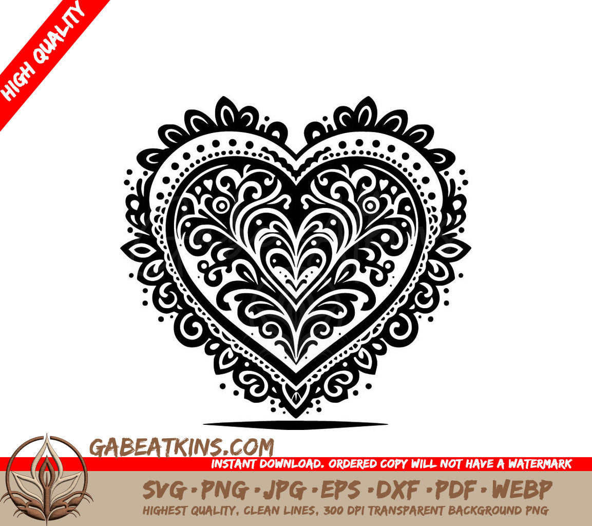 A Heart With Swirls And Dots SVG - Fancy Heart SVG