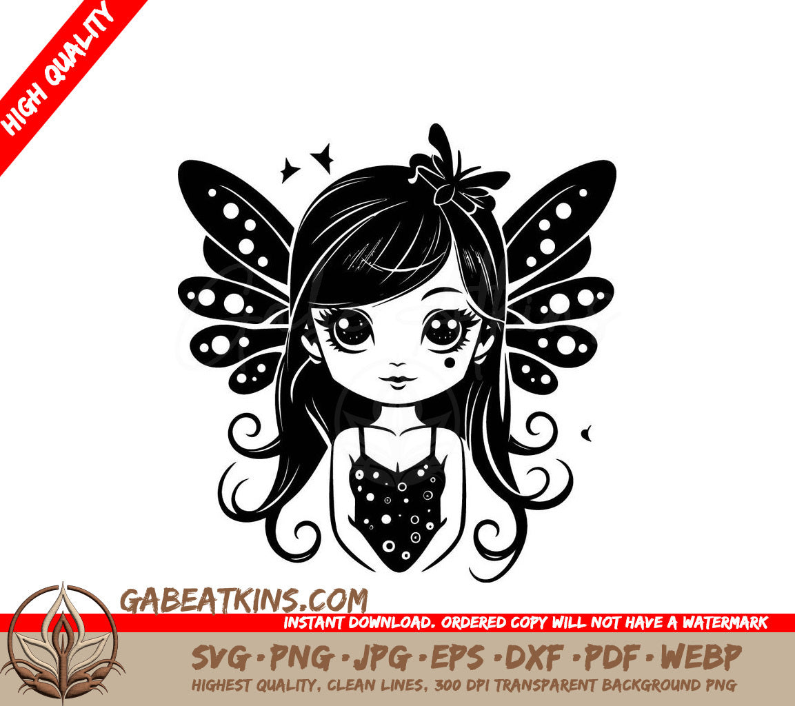 Fairy with Butterfly Wings SVG - Cute Cartoon Forest Fantasy SVG