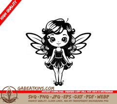 Fairy with Wings SVG - Cute Cartoon Fairy Vector Design SVG