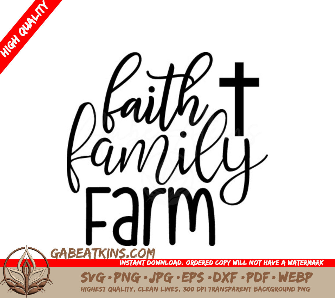 Faith Family Farm Cross SVG - Farmhouse Sign SVG