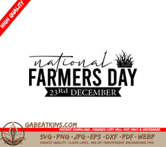 National Farmers Day  SVG Design - December 23rd SVG